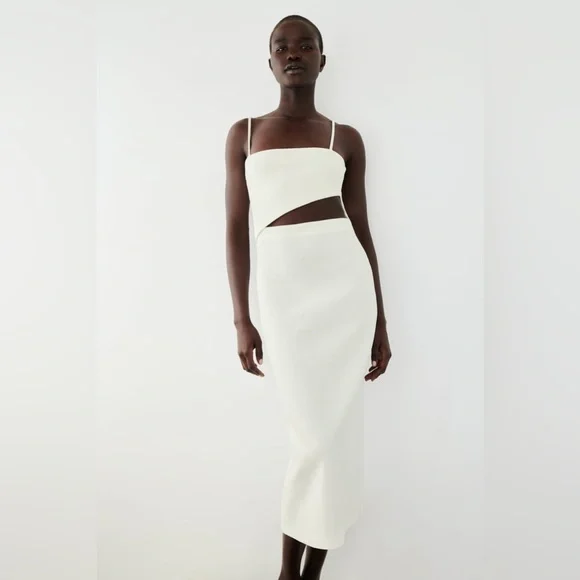 Zara Cut Out Midi Bodycon Shower Bridal Wedding Dress - Picture 7 of 12